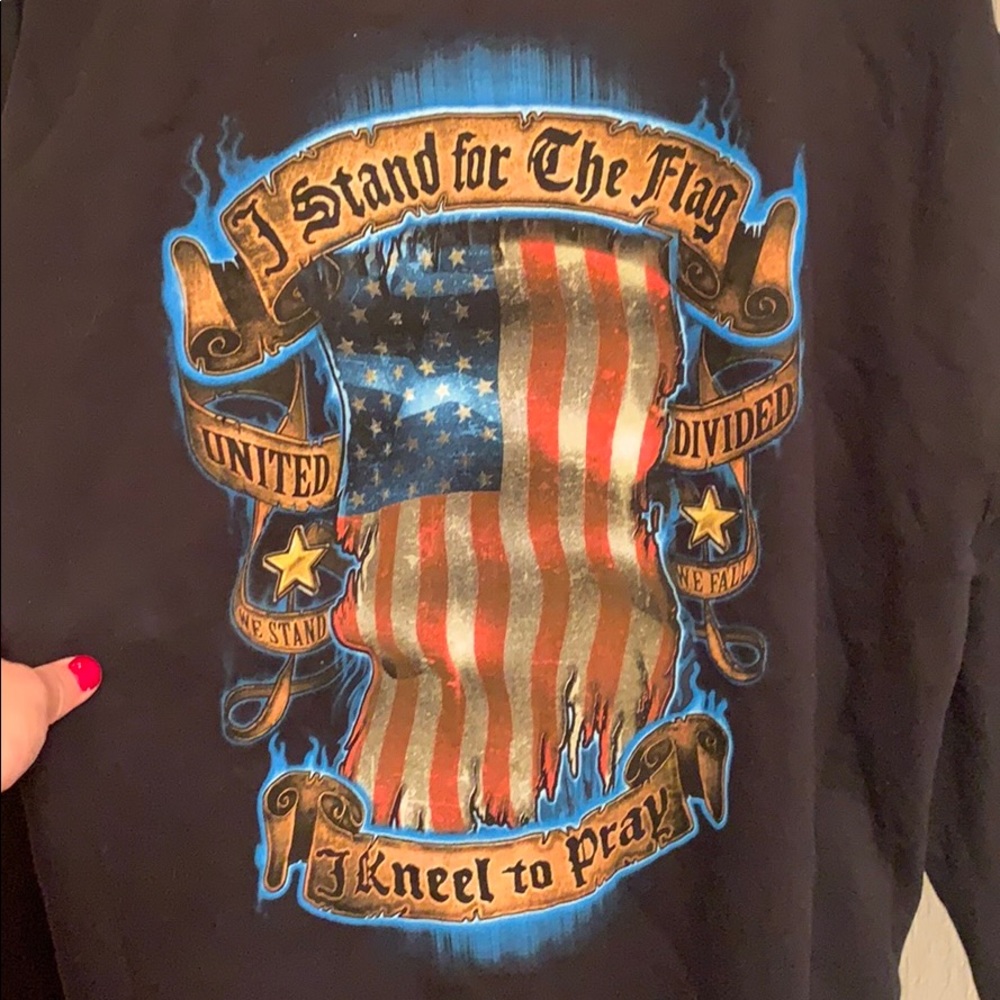 Black Hooded Sweatshirt American Flag